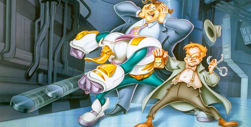 Key art of Wildwing, Phil Palmfeather, and Captain Kevin Klegghorn from the Mighty Ducks The Animated Series